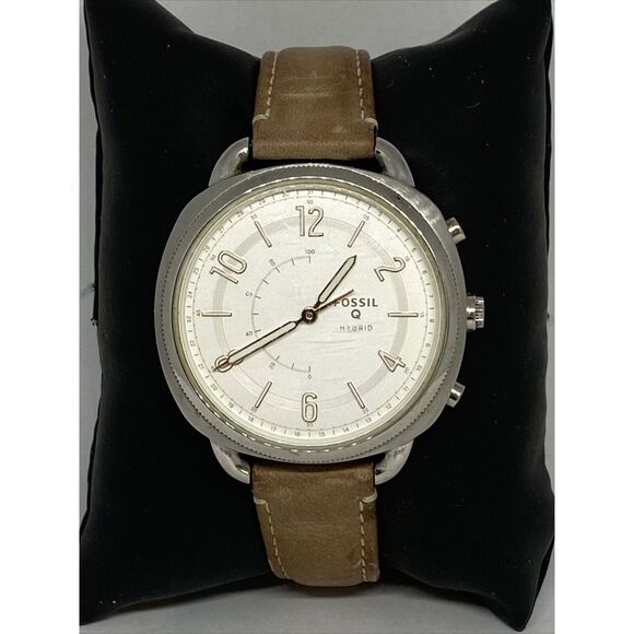 Fossil FTW1200 Women's Sand Leather Silver Analog Dial Hybrid Smartwatch CM547 - Picture 1 of 12